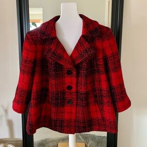 TALBOTS Red & Black Wool Blend Jacket